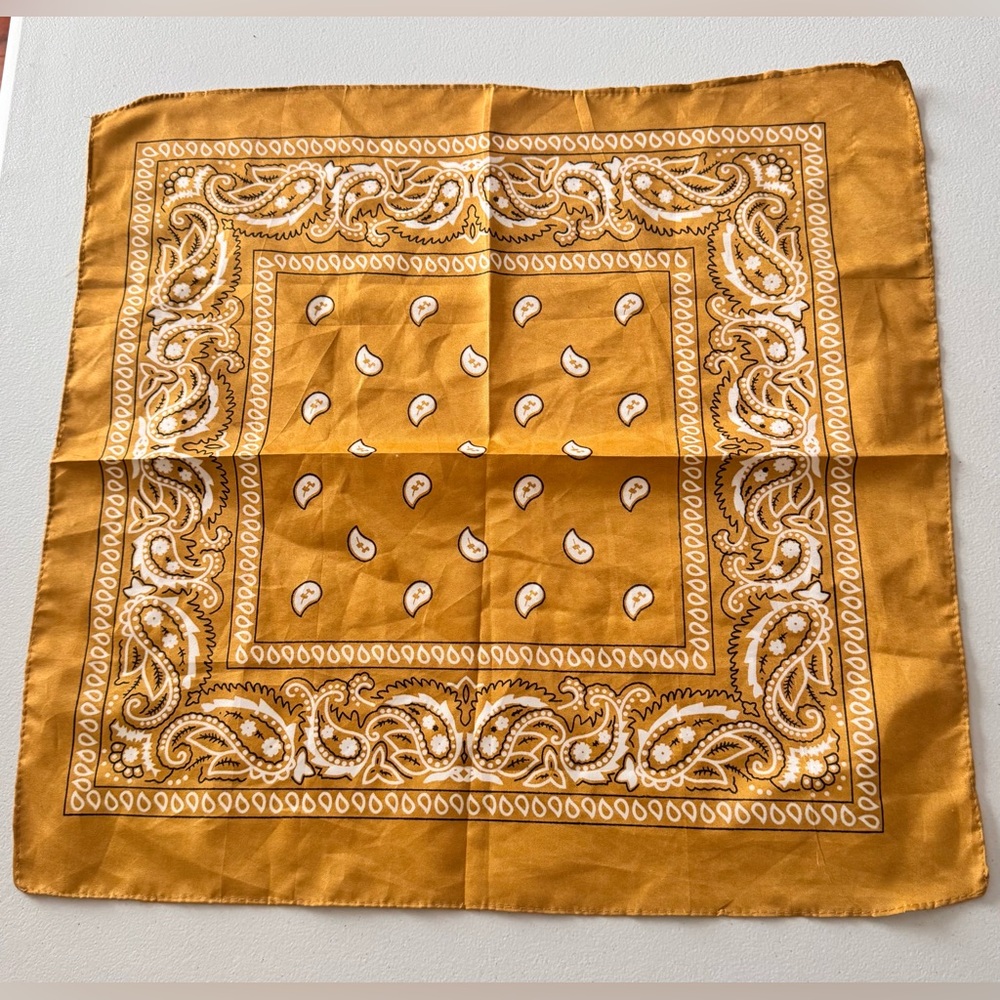 Mustard Yellow Paisley Bandana Scarf